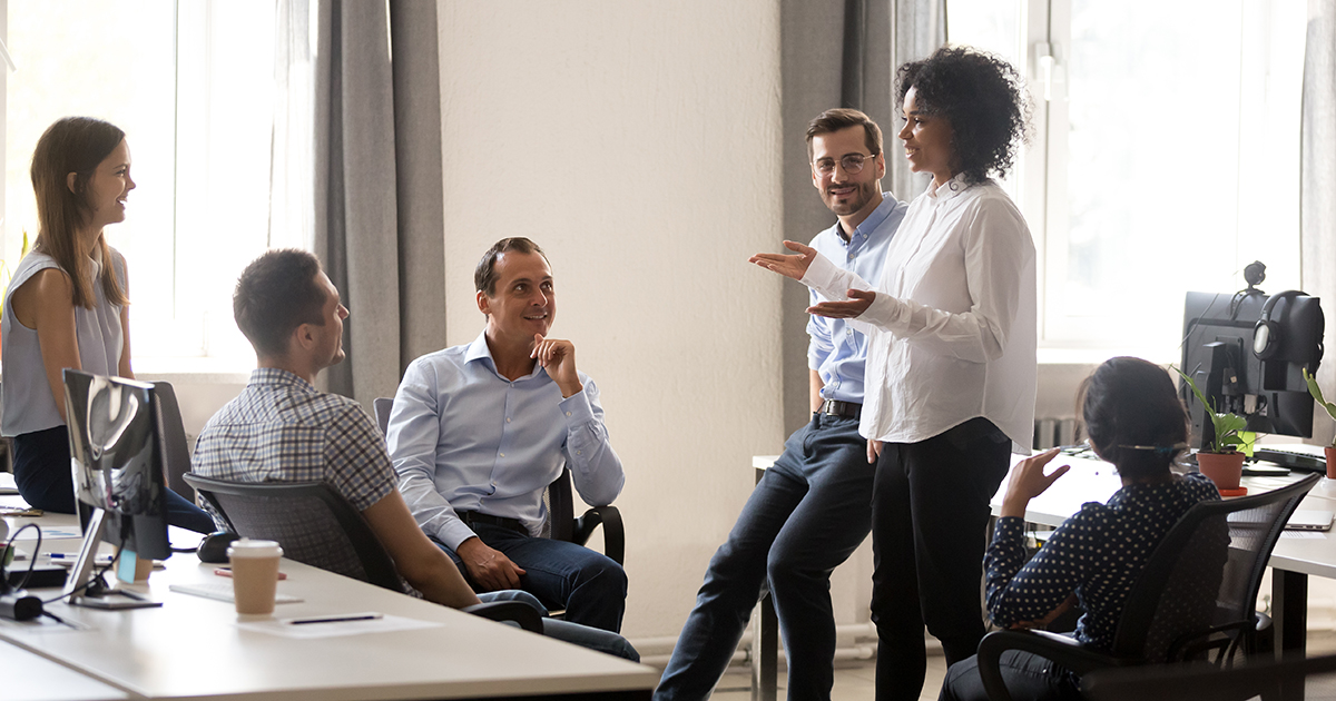 Woman leading a meeting in an office