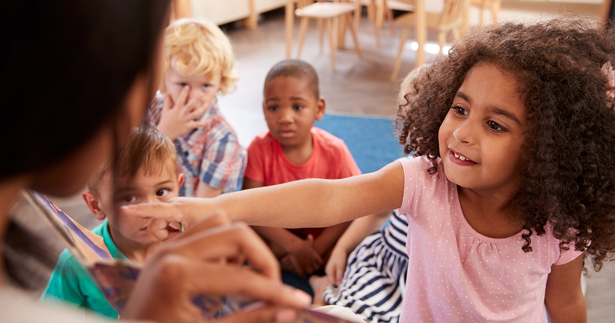 Black female pre-K student in classroom