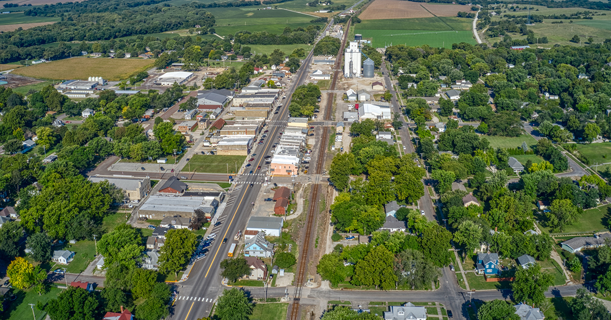 Overhead view of rural area