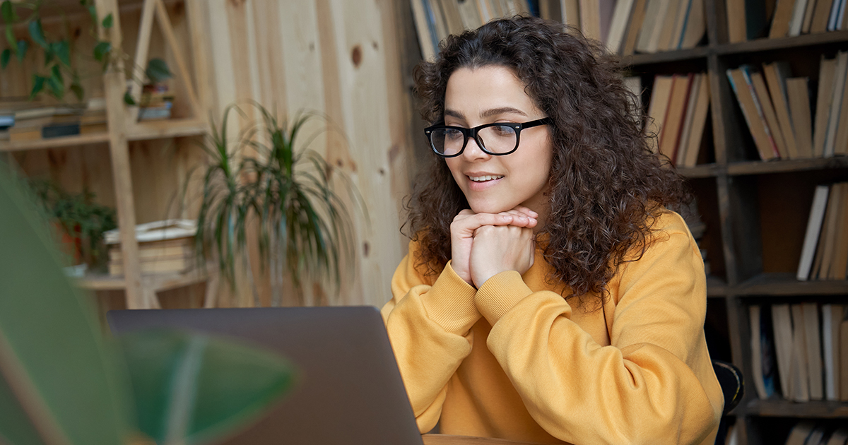 a student is in front of computer