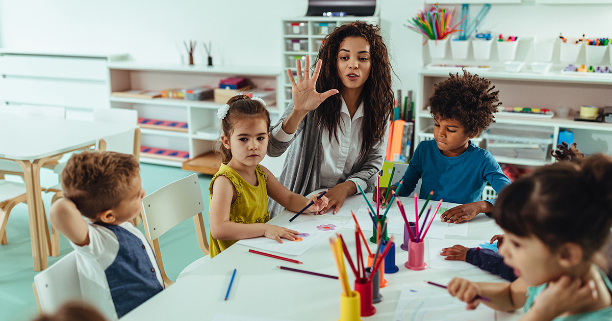 a teacher with kids