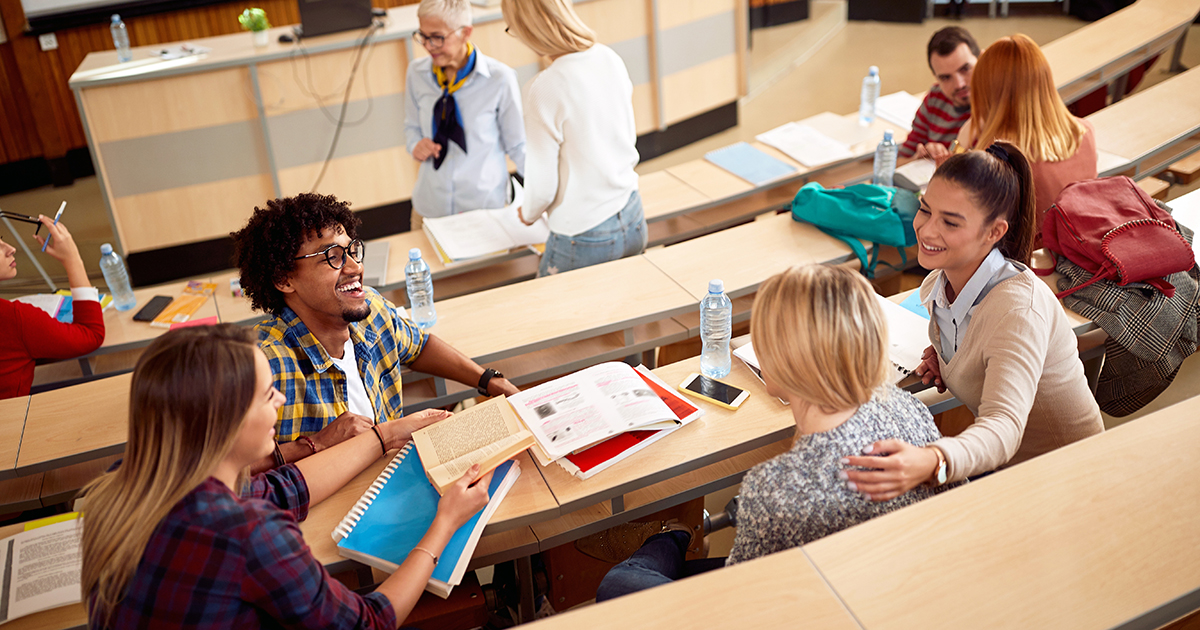 Diversed group of people in a classroom