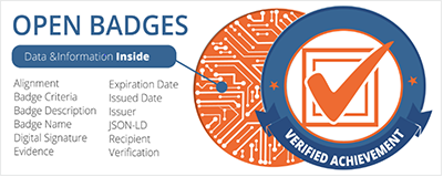 Orange and blue badge with the words 'Verified Achievement'