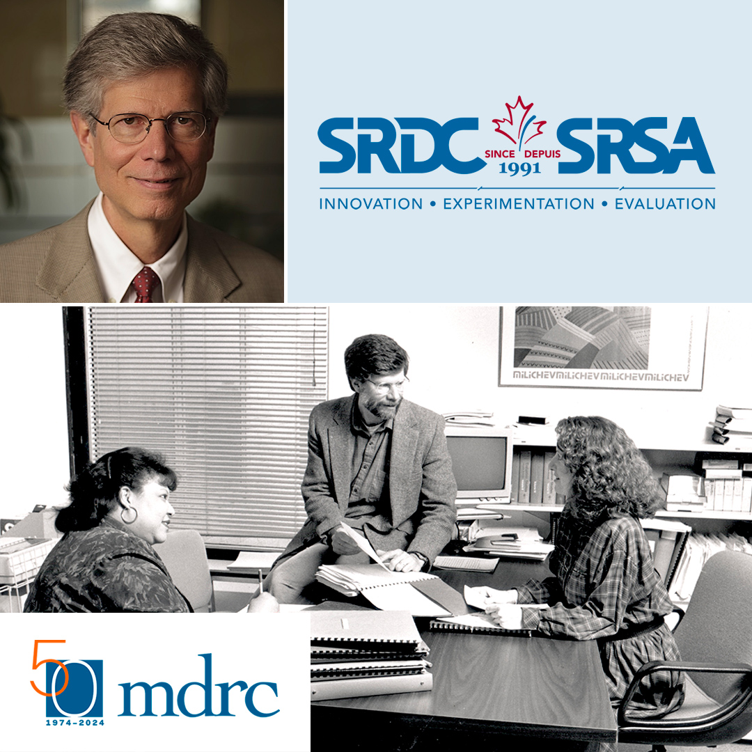 Collage showing Gordon Berlin today, the SDRC logo, and a small meeting led by Gordon Berlin in the 1990s