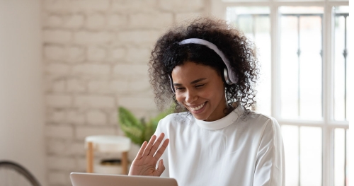 Woman in virtual meeting