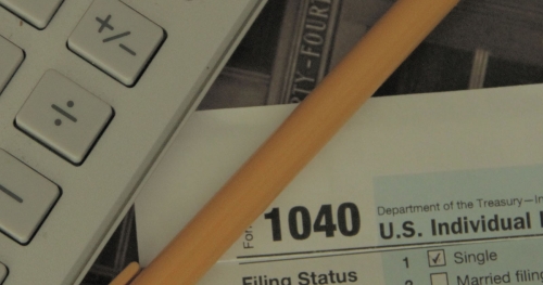 Close-up of 1040 tax return