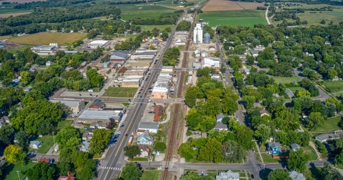 Overhead view of rural area