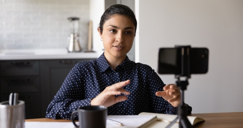 Woman leading a virtual meeting