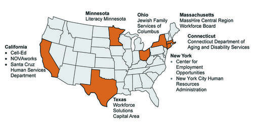 a map with highlighted participating states