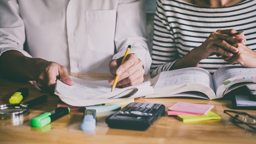 Tutor helping student with mathematics